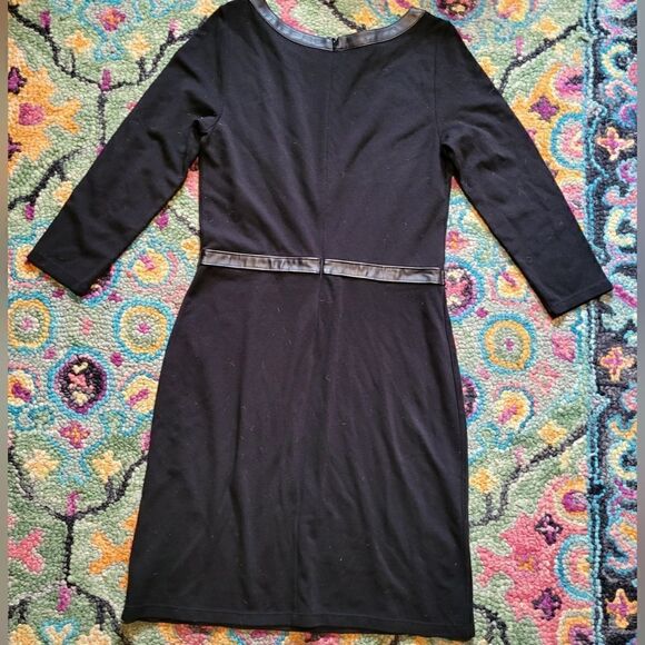 Ralph Lauren Ponte Faux Leather Trim Sheath Dress Black 6 - Picture 4 of 5